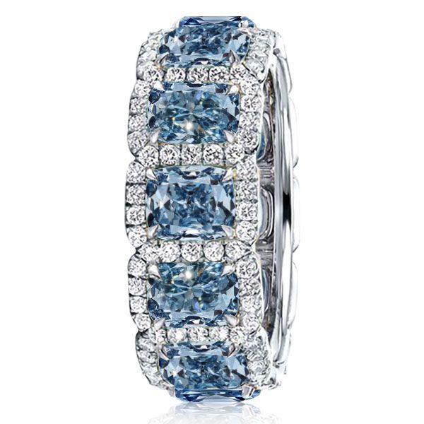 Logan | Blue Topaz Band Ring Cushion Cut Eternity Band For Women