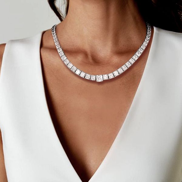 Malaya | Classic Princess Cut Tennis Necklace