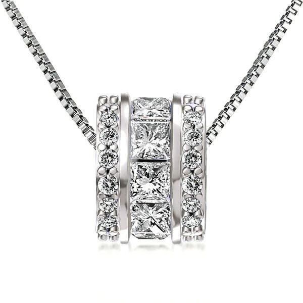 Cielo | Princess & Round Cut Sterling Silver Pendant Necklace
