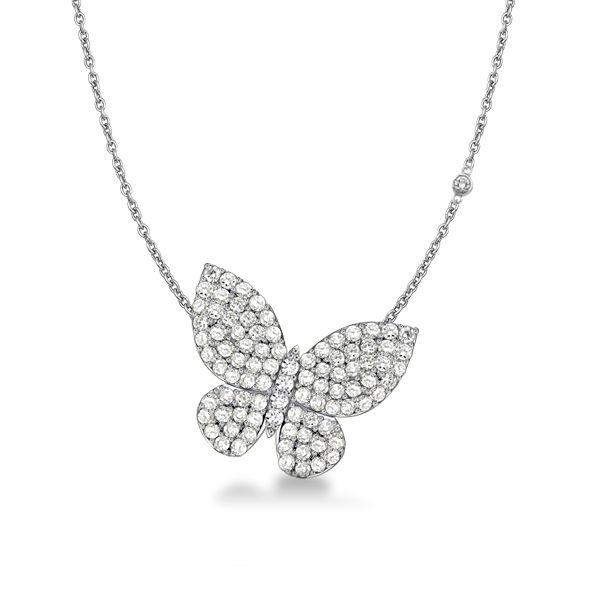 Aspyn | Dancing Butterfly Round White Pendant Necklace For Women