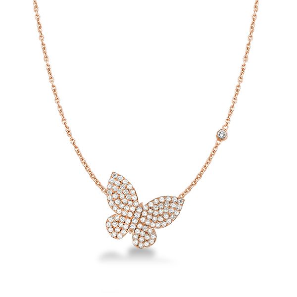 Aspyn | Dancing Butterfly Round White Pendant Necklace For Women
