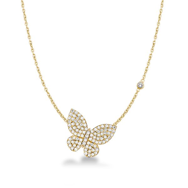Aspyn | Dancing Butterfly Round White Pendant Necklace For Women