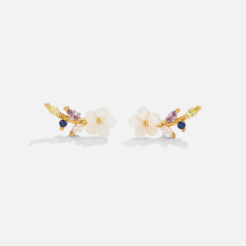 Sunny | Crystal White Blossom Earrings