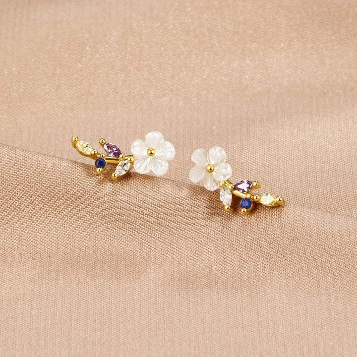 Sunny | Crystal White Blossom Earrings