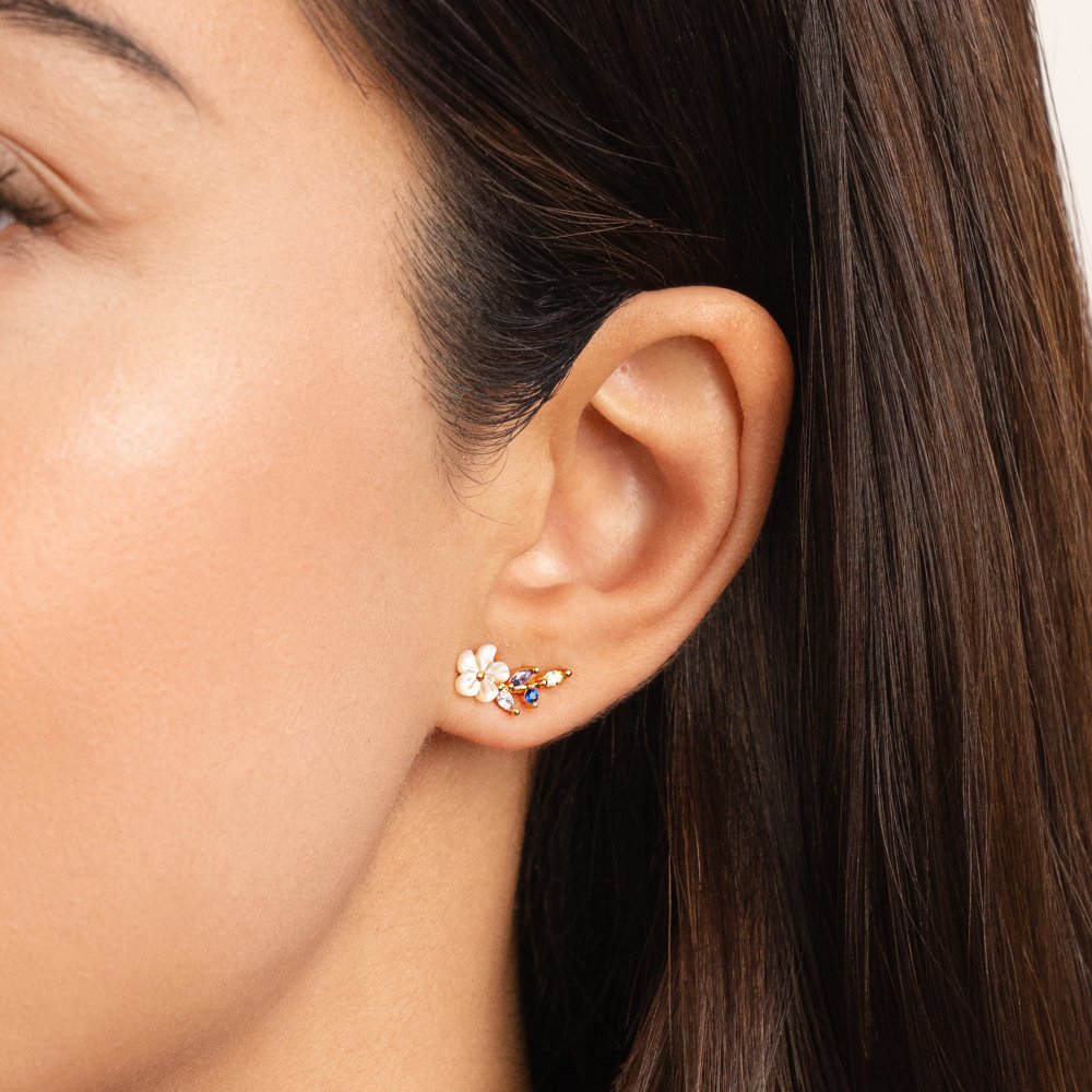 Sunny | Crystal White Blossom Earrings