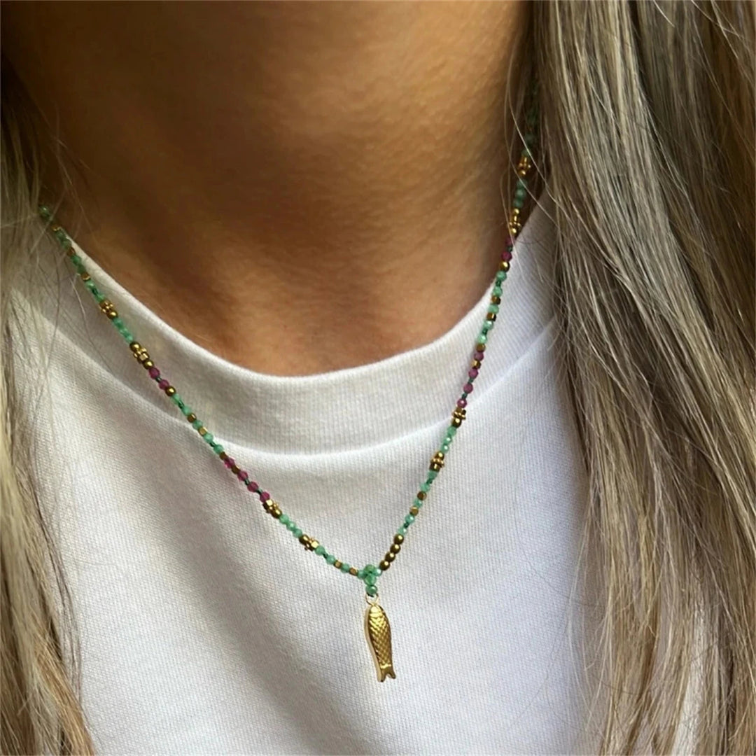 Remy | Colorful dopamine coral fish bead women's necklace