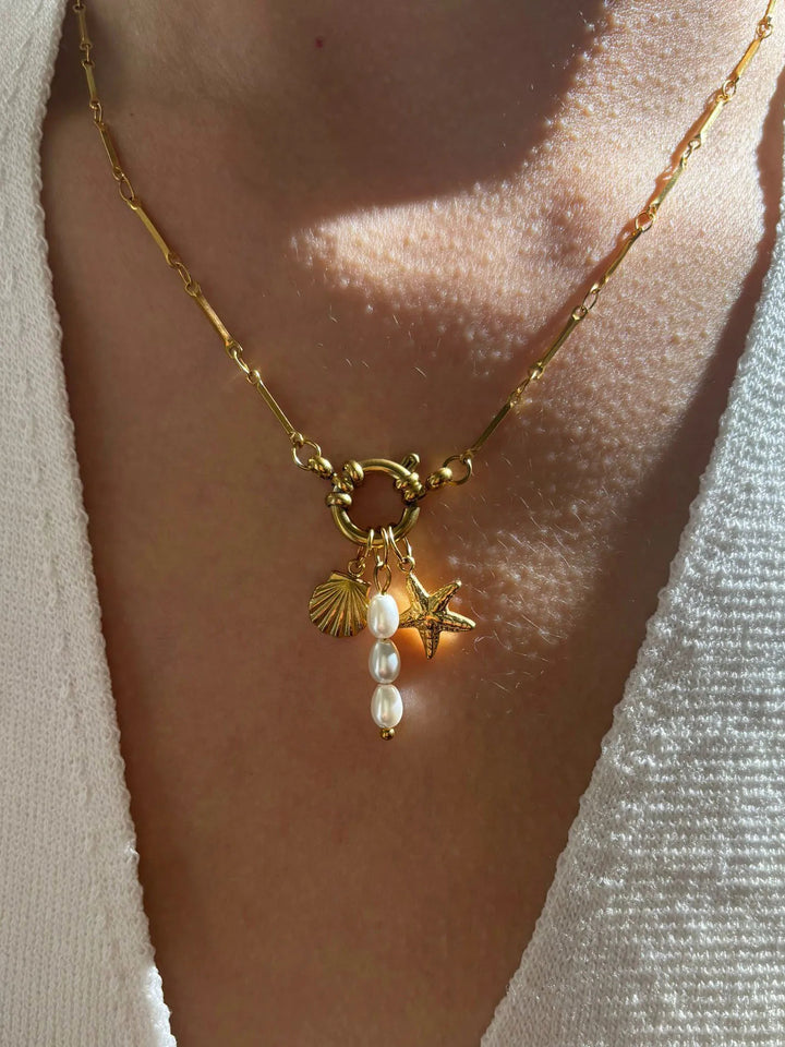 Lyric | 18K Gold Plated Starfish Shell Imitation Pearl Pendant Necklace
