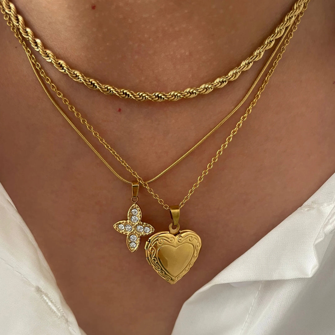 Rosalia | Gold Plated Diamond Cross Heart Pendant Necklace