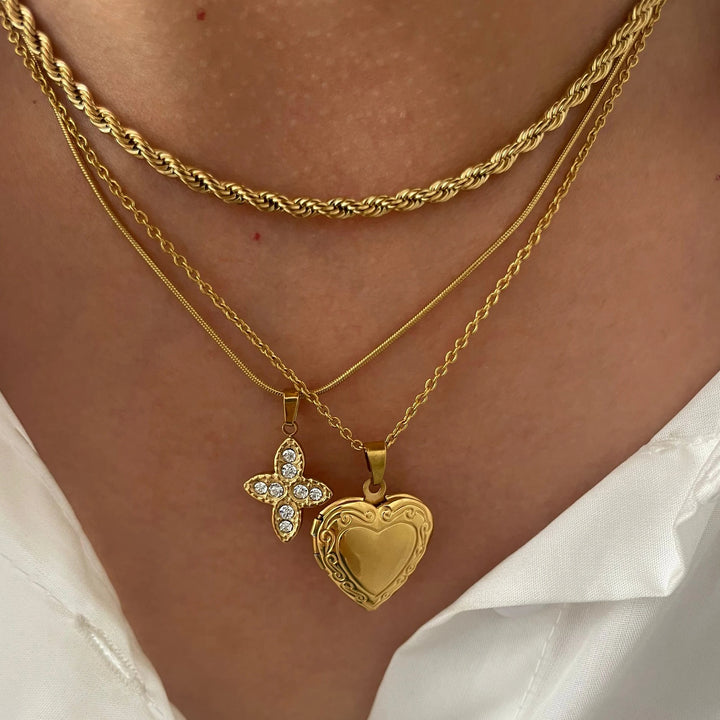 Rosalia | Gold Plated Diamond Cross Heart Pendant Necklace