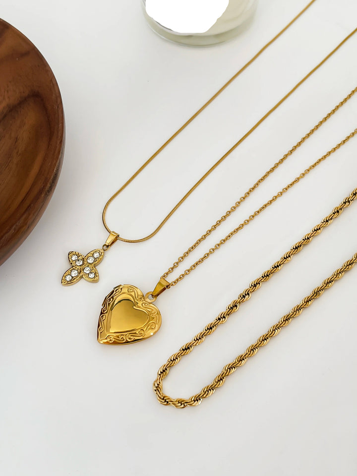 Rosalia | Gold Plated Diamond Cross Heart Pendant Necklace