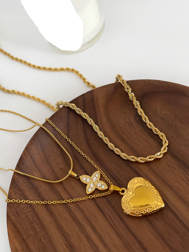 Rosalia | Gold Plated Diamond Cross Heart Pendant Necklace