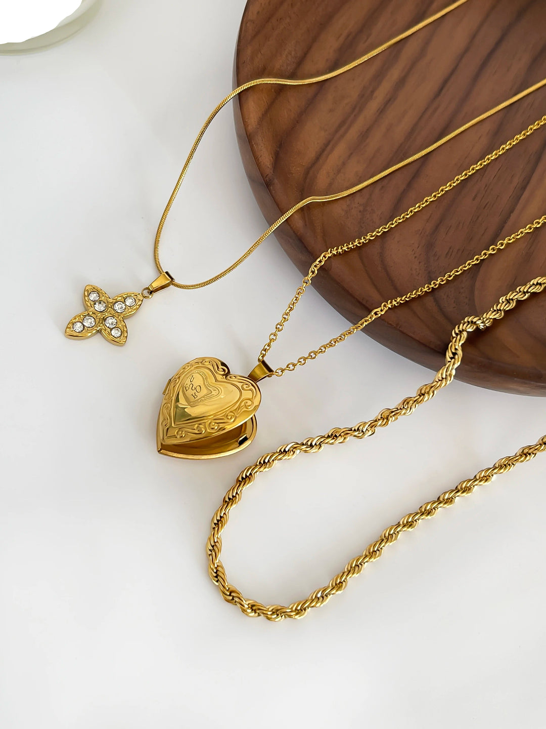 Rosalia | Gold Plated Diamond Cross Heart Pendant Necklace