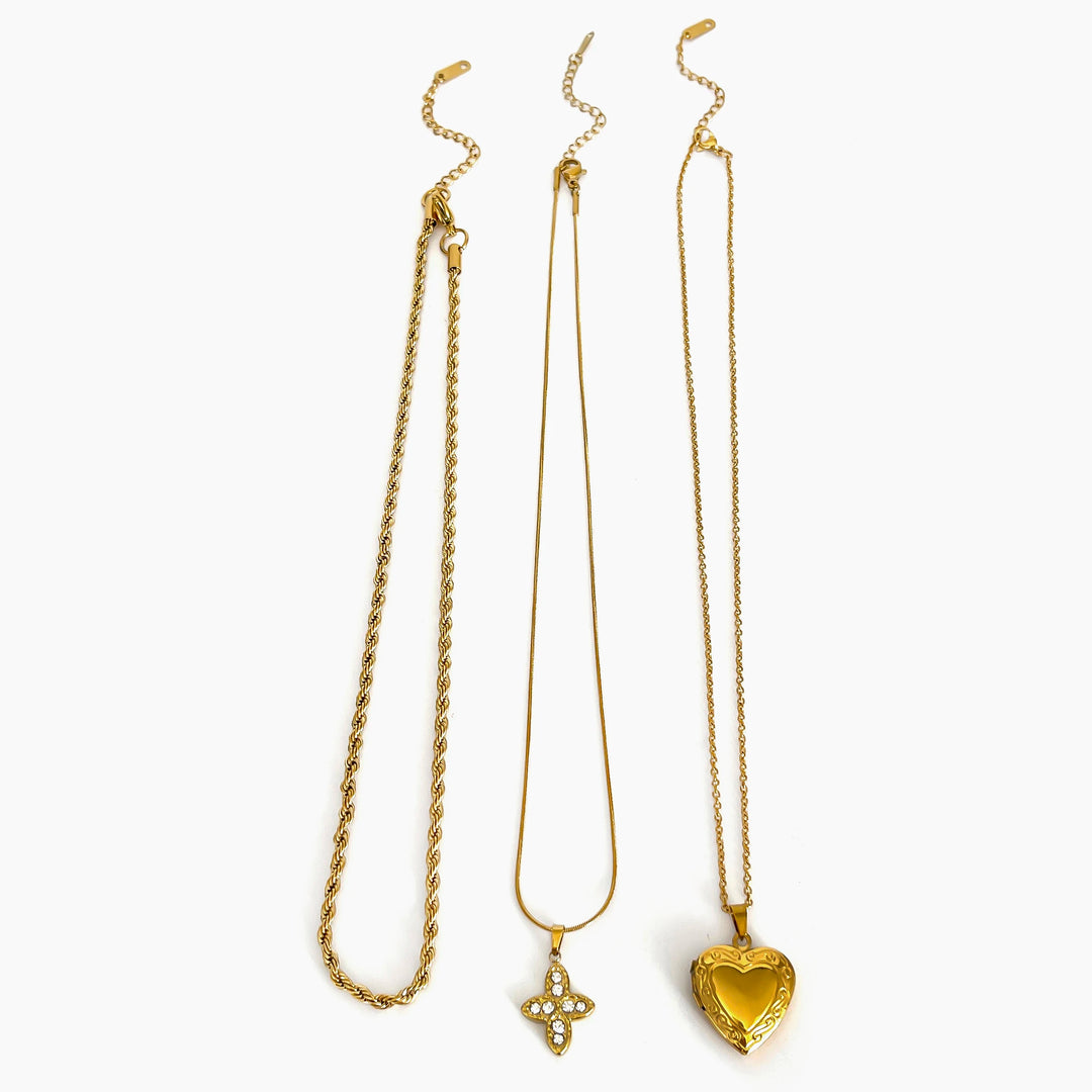 Rosalia | Gold Plated Diamond Cross Heart Pendant Necklace