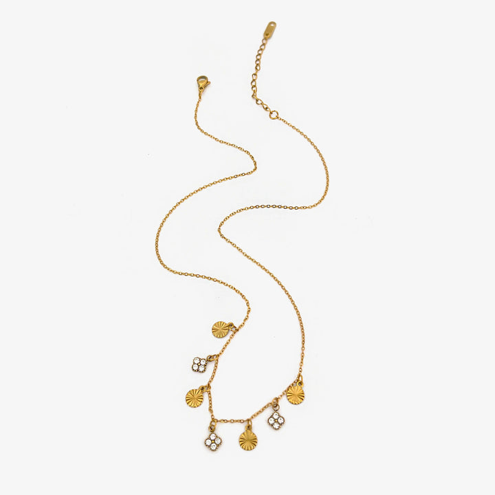 Oaklyn | Sparkling White Rhinestone Geometric Tassel Disc Choker Necklace