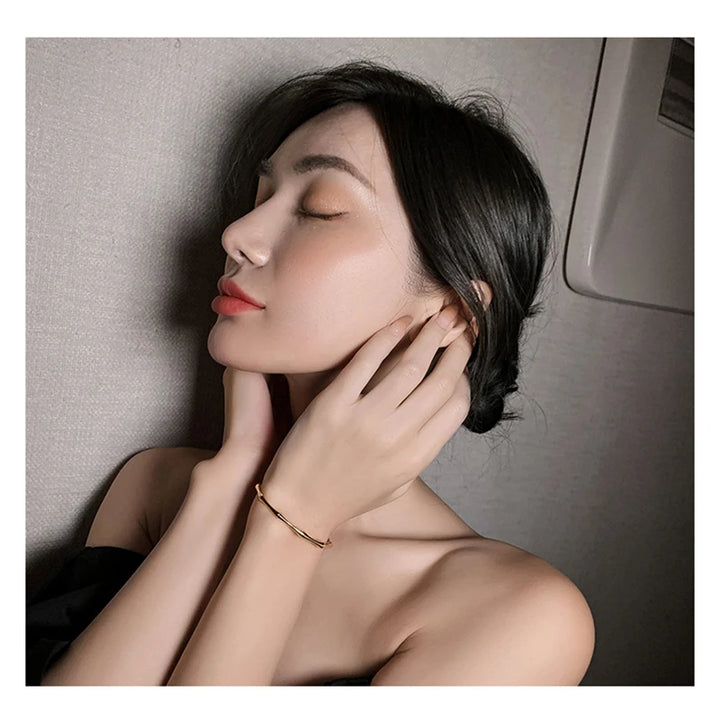 Nia | Stainless Steel Gold Color Bamboo Joint Bangles