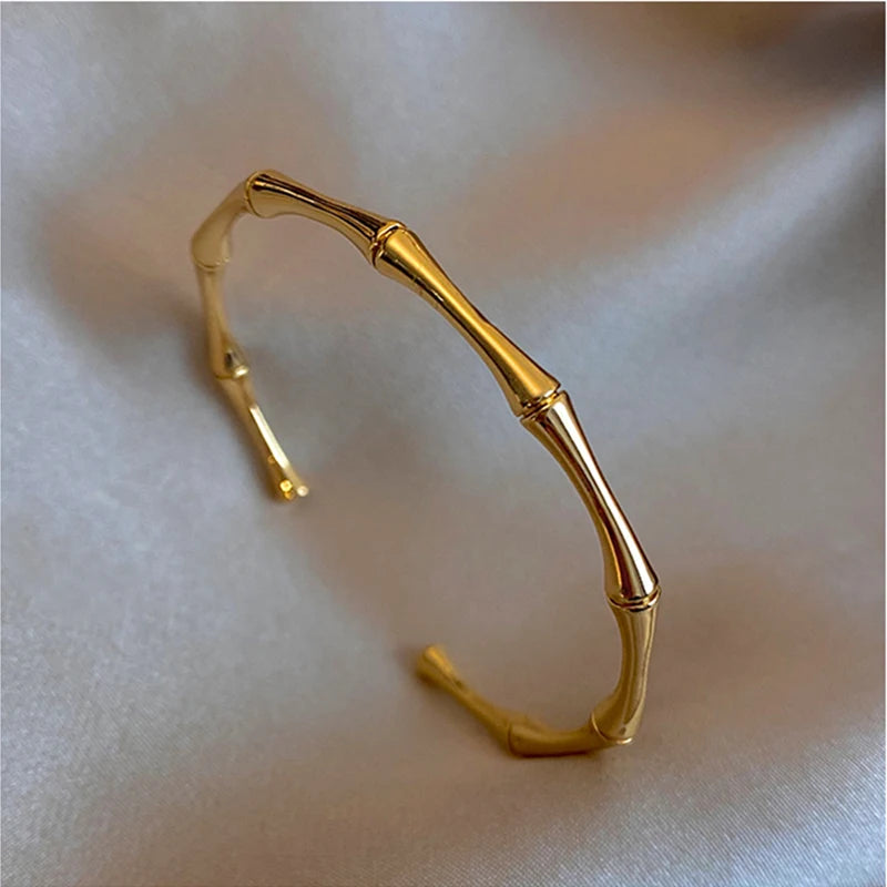 Nia | Stainless Steel Gold Color Bamboo Joint Bangles