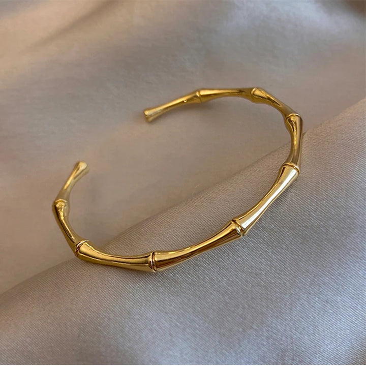 Nia | Stainless Steel Gold Color Bamboo Joint Bangles