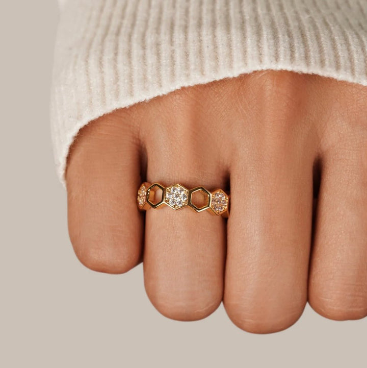 Adelyn | Bee - Gold & Crystal Ring