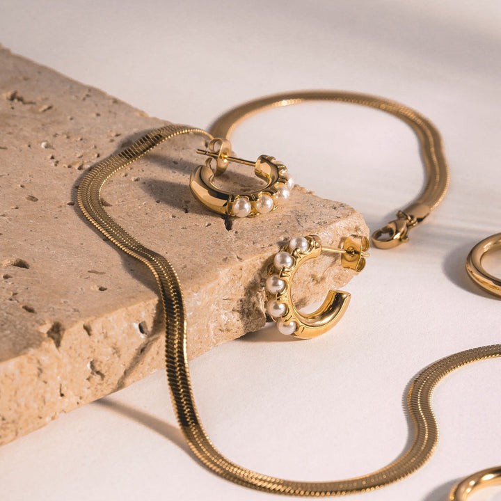 Alexis | Mini Pearl Huggies Earrings