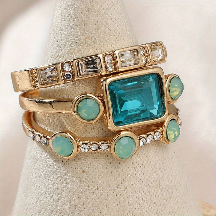 Florence | Vintage Blue Crystal Ring Set