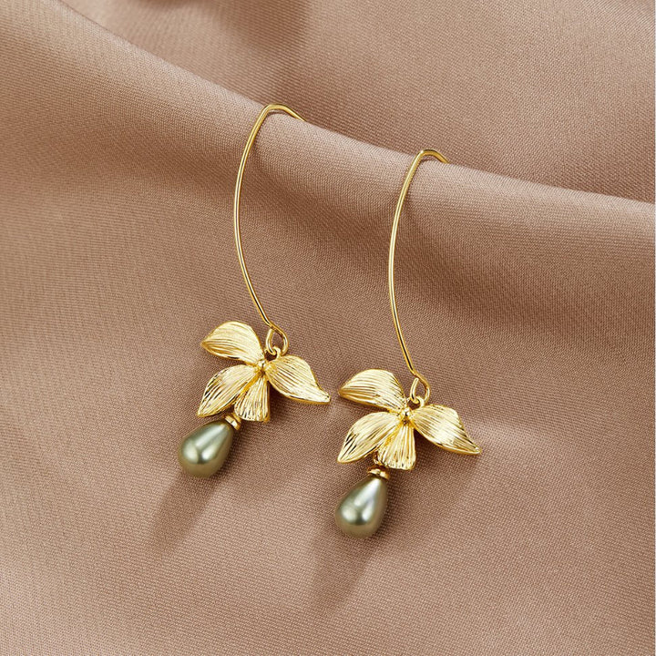 Viviana | Jade Pearl & Petal Drop Earrings