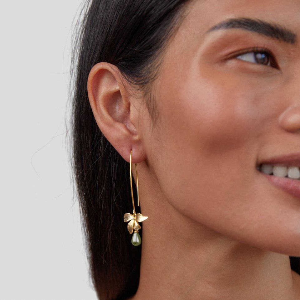 Viviana | Jade Pearl & Petal Drop Earrings