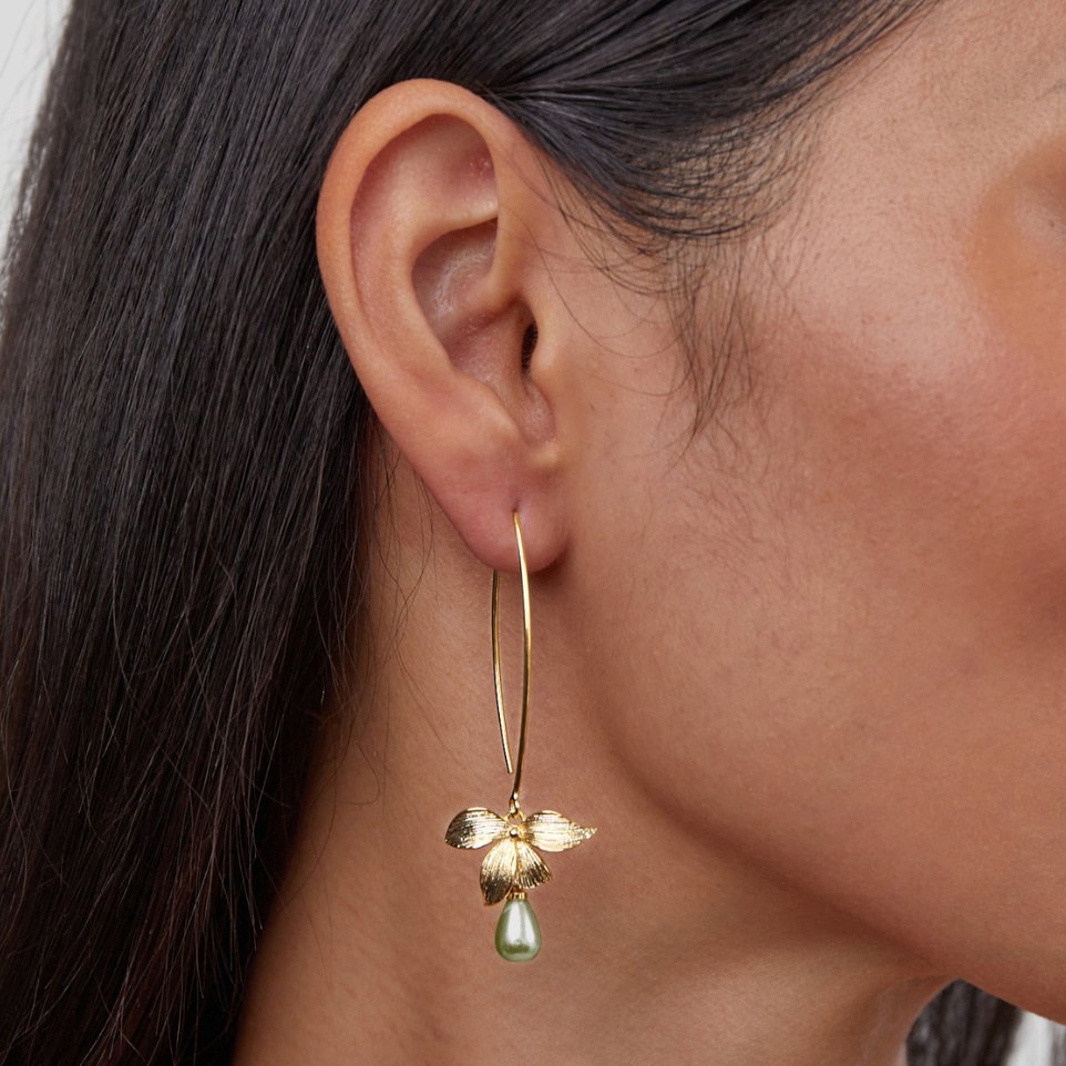Viviana | Jade Pearl & Petal Drop Earrings