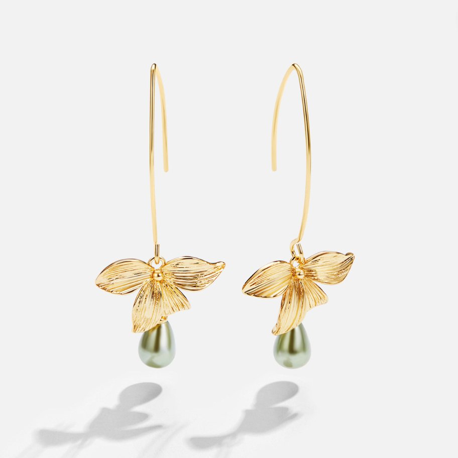 Viviana | Jade Pearl & Petal Drop Earrings