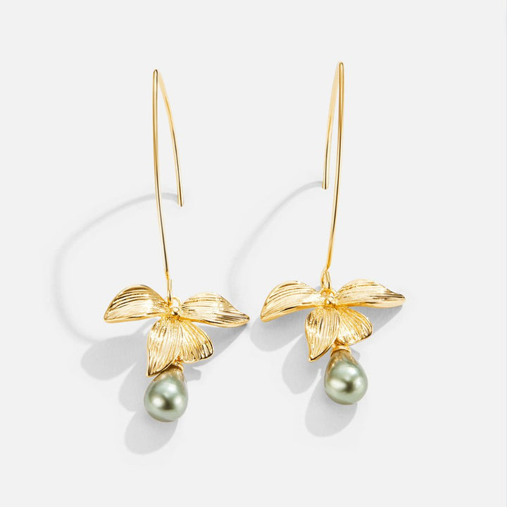 Viviana | Jade Pearl & Petal Drop Earrings