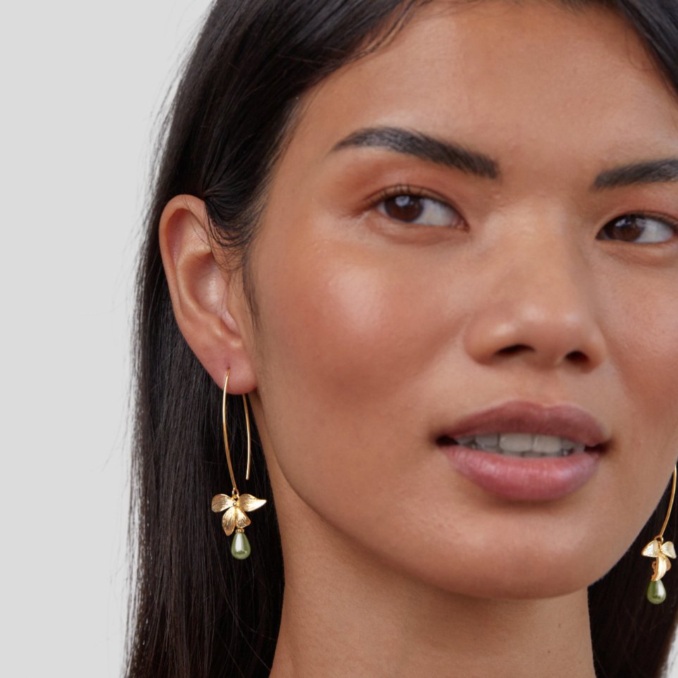 Viviana | Jade Pearl & Petal Drop Earrings