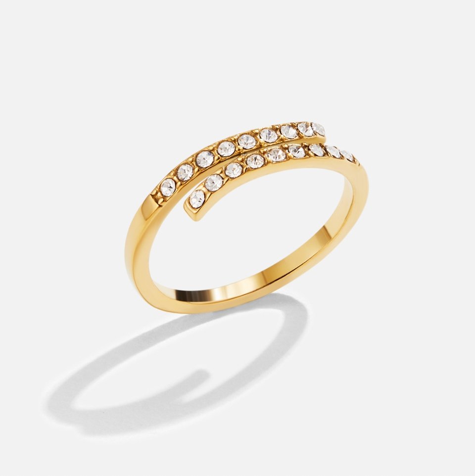 Sutton | Layered Gold & Crystal Wrap Ring