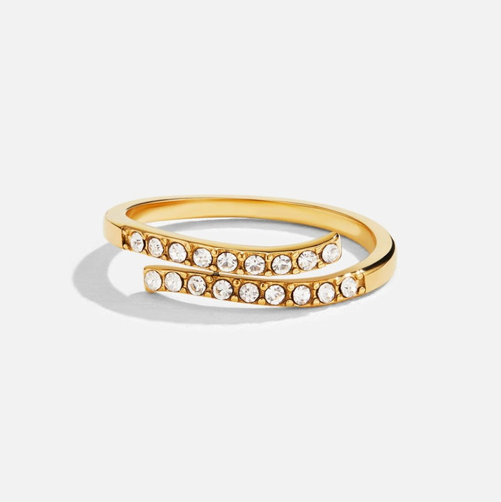 Sutton | Layered Gold & Crystal Wrap Ring