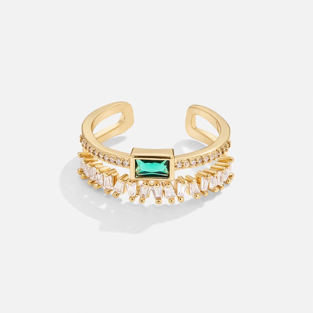Alayna | Pine - Layered Crystal Ring