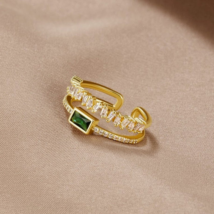 Alayna | Pine - Layered Crystal Ring
