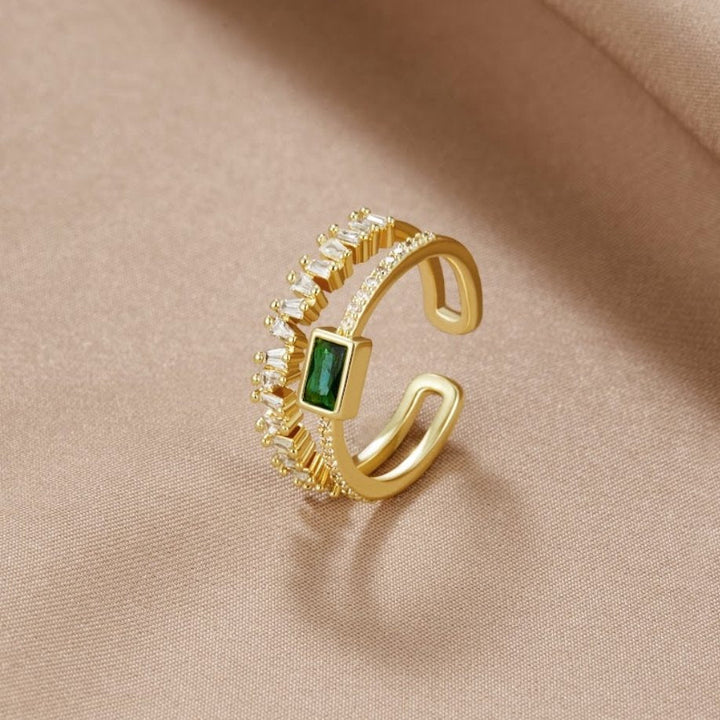Alayna | Pine - Layered Crystal Ring