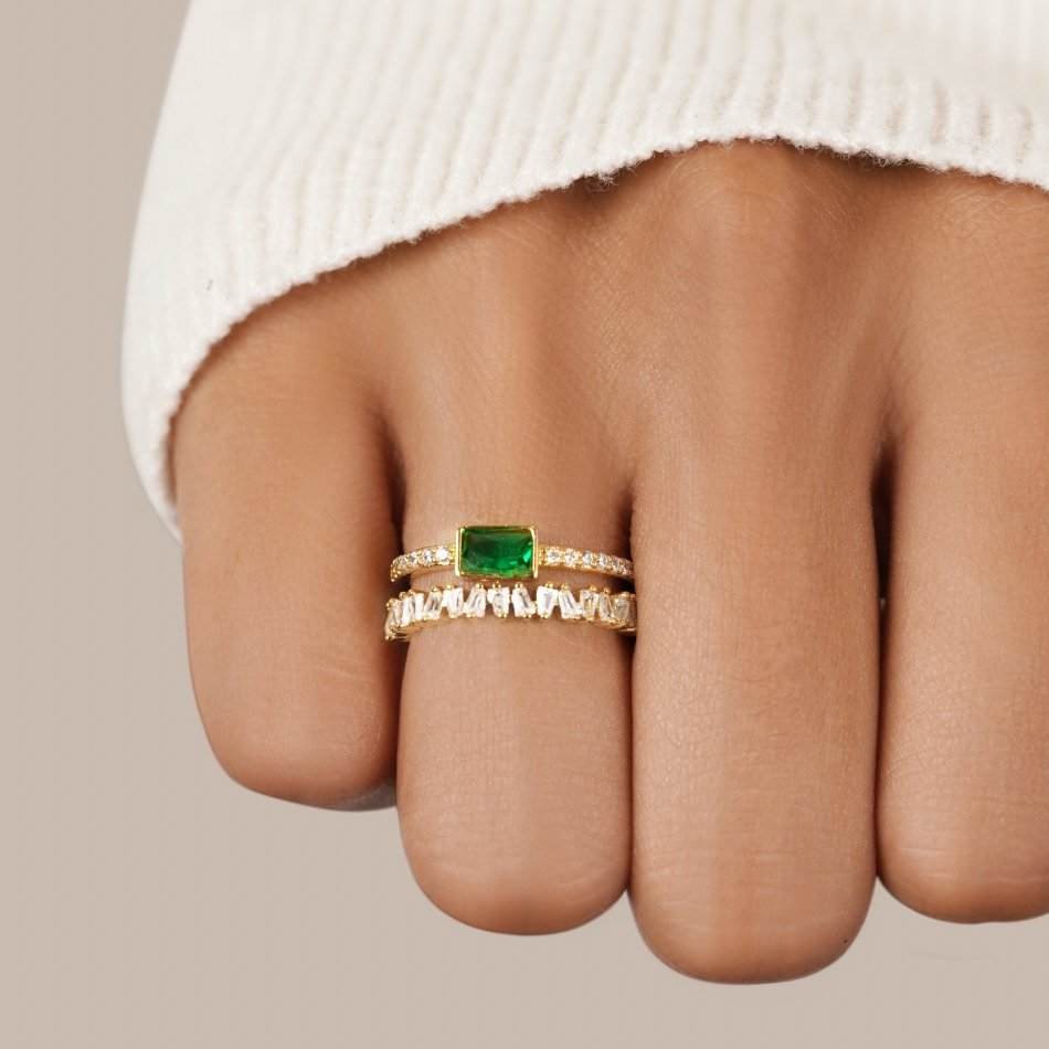 Alayna | Pine - Layered Crystal Ring