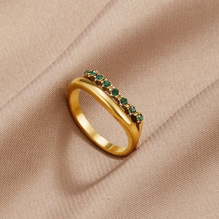 Francesca| Mary - Emerald Green Layered Ring