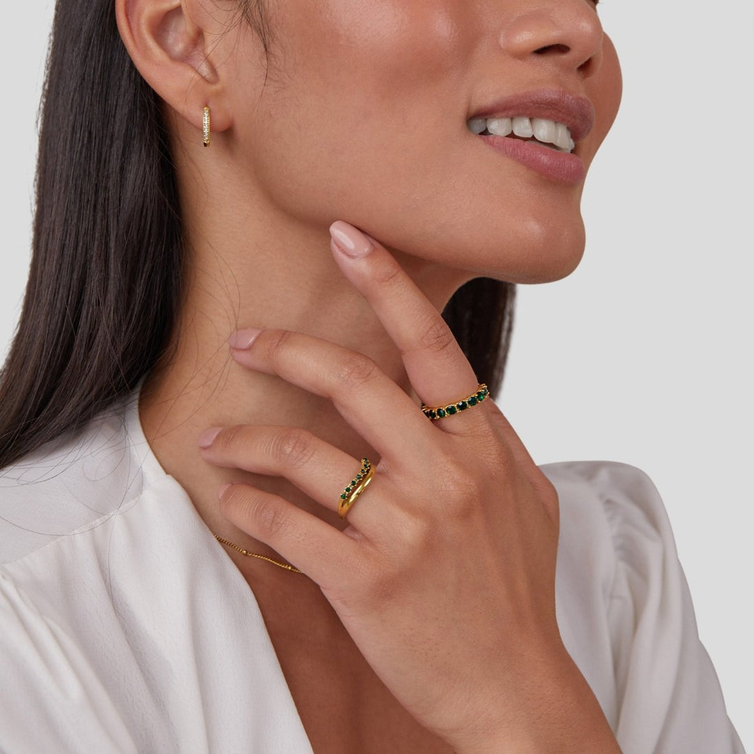 Francesca| Mary - Emerald Green Layered Ring