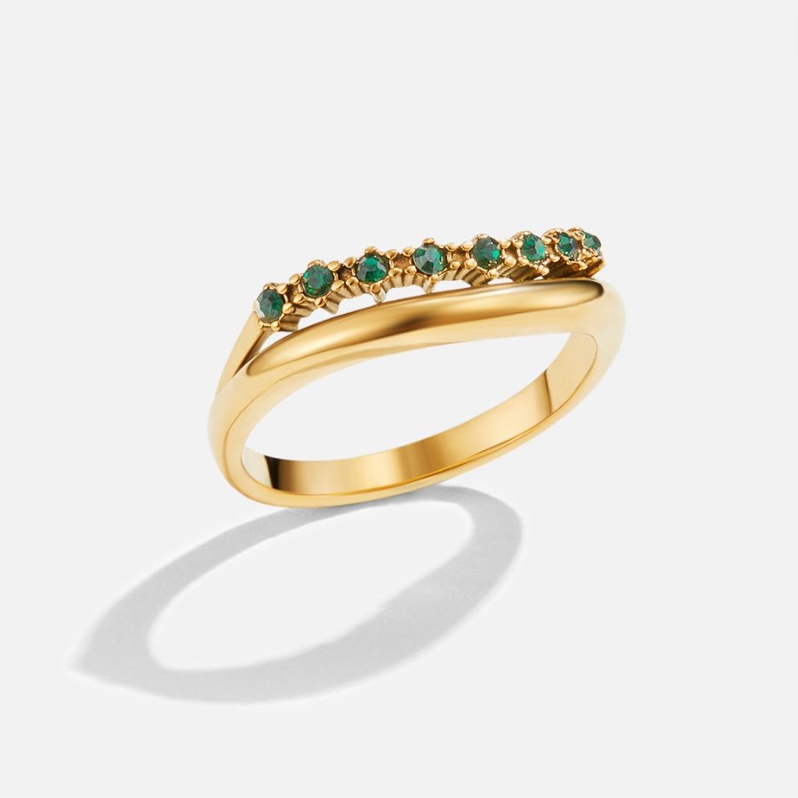 Francesca| Mary - Emerald Green Layered Ring