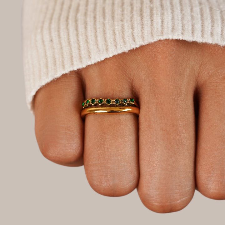 Francesca| Mary - Emerald Green Layered Ring