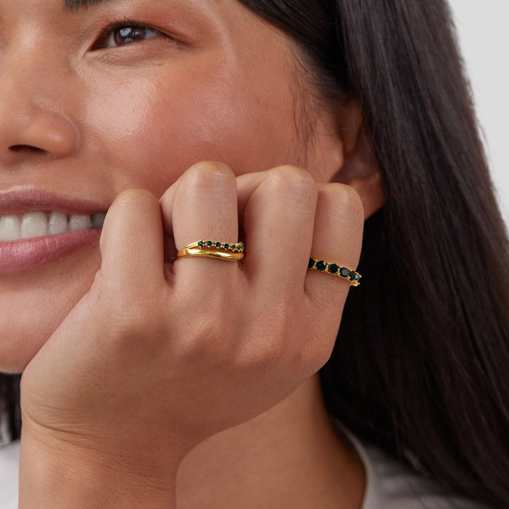Francesca| Mary - Emerald Green Layered Ring