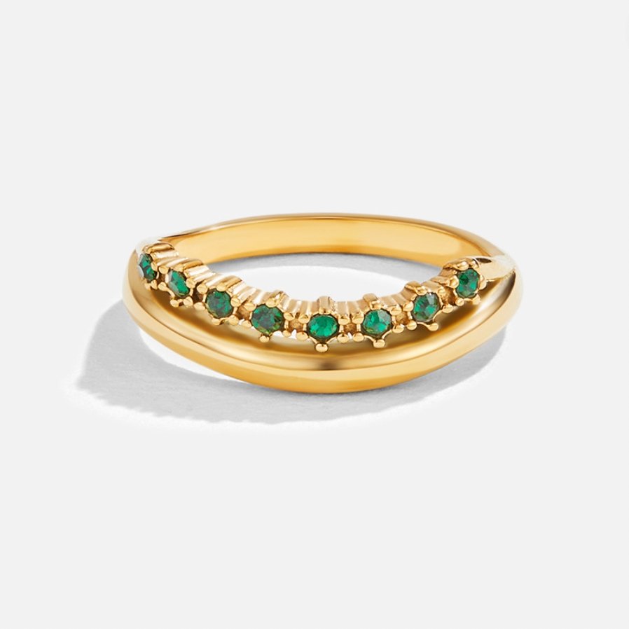 Francesca| Mary - Emerald Green Layered Ring