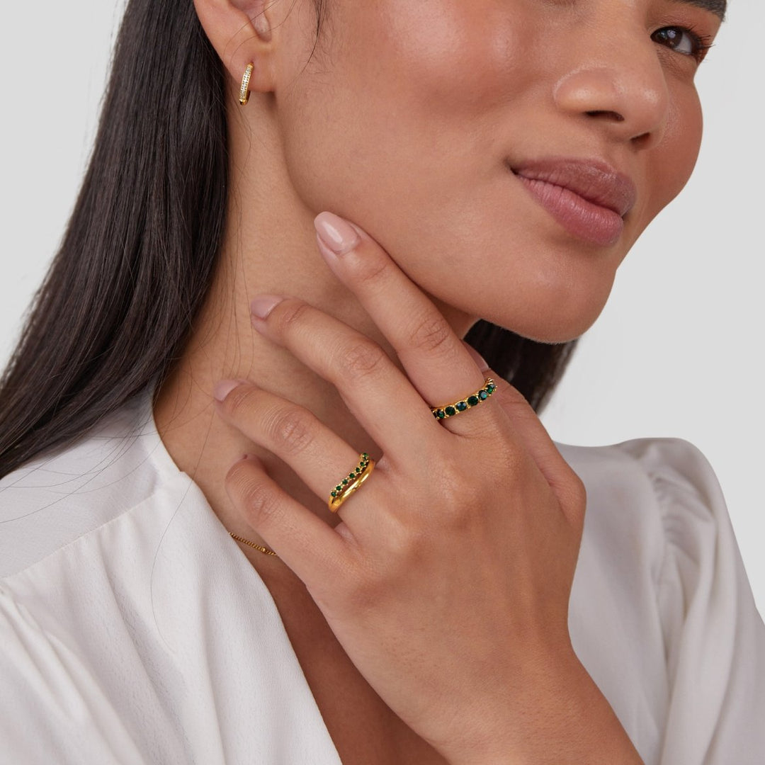 Francesca| Mary - Emerald Green Layered Ring
