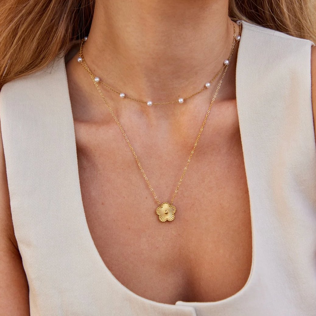 Anya | Pure Gold Pearl Necklace