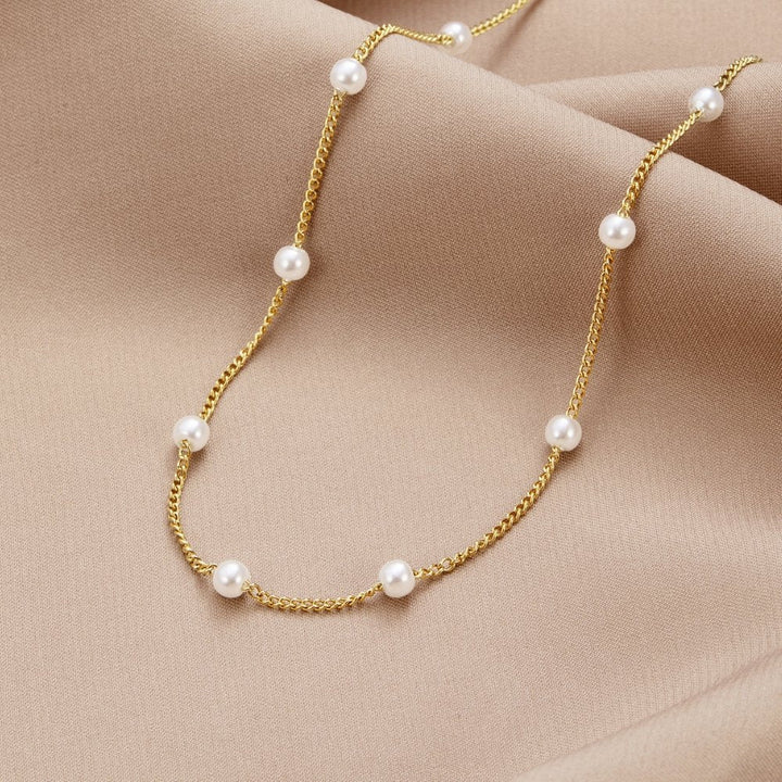 Anya | Pure Gold Pearl Necklace