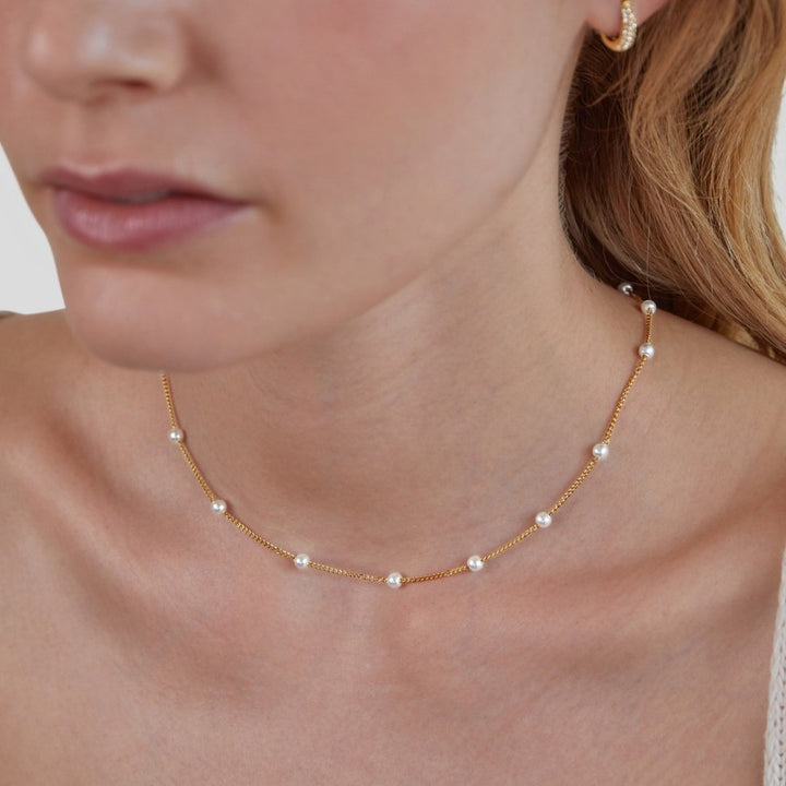 Anya | Pure Gold Pearl Necklace