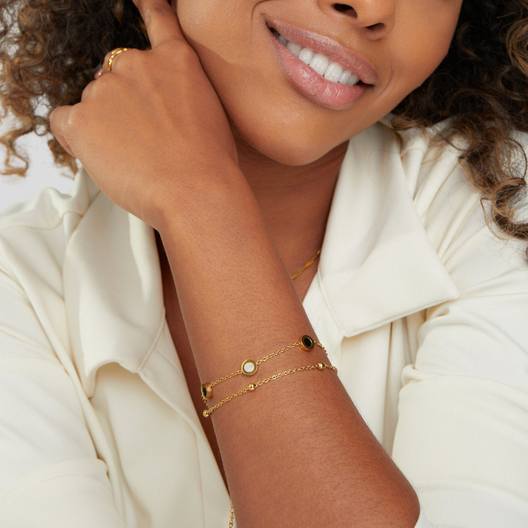 Alaina | Onyx & White Stone Bracelet