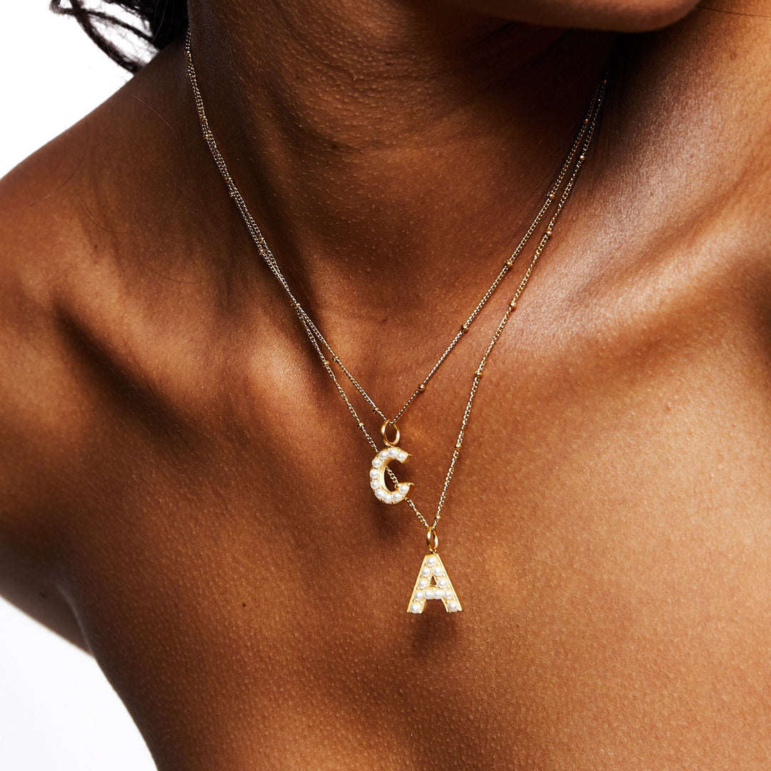 Amanda | Pearl Initial Necklace