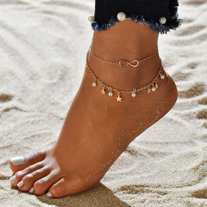 Camryn | Infinity Anklet Bracelet + Pearls and Stars