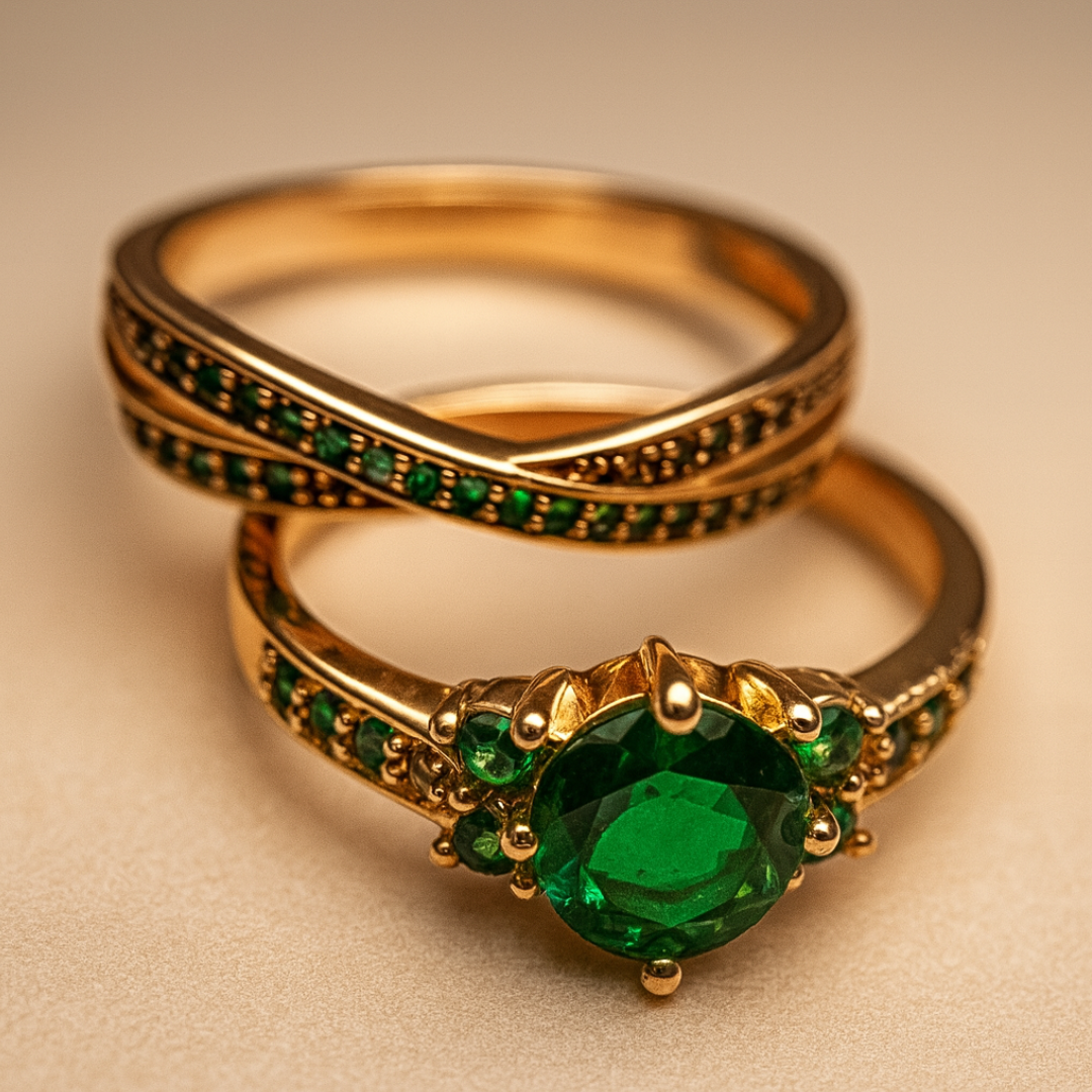 Odessa | Emerald Crystal Ring Set